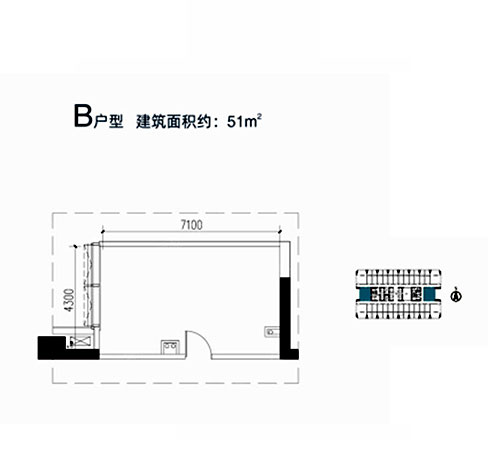 B户型-51㎡ 1室1厅1卫