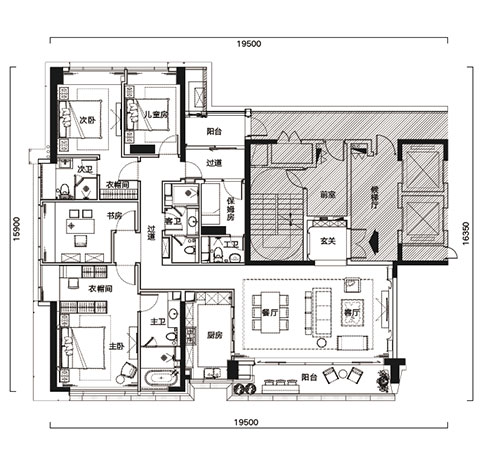 C座a250㎡  5房2厅4卫