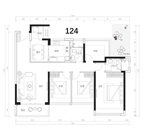 124㎡-4房2厅2卫