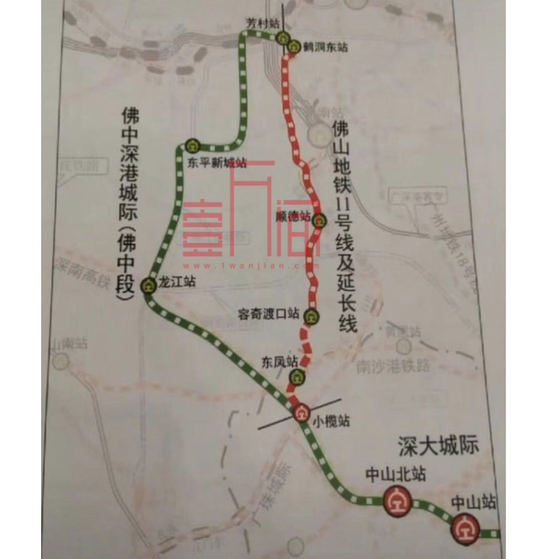 网友爆料：深大城际要延至中山、佛山？西延线路图曝光