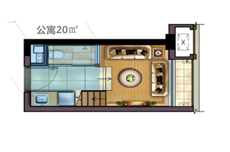 A-1户型1房1厅1卫